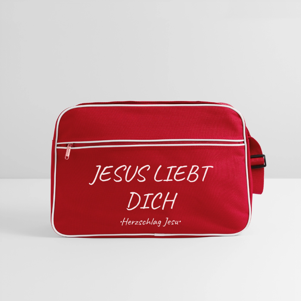 Retro Tasche - Jesus liebt dich - Rot/Weiß