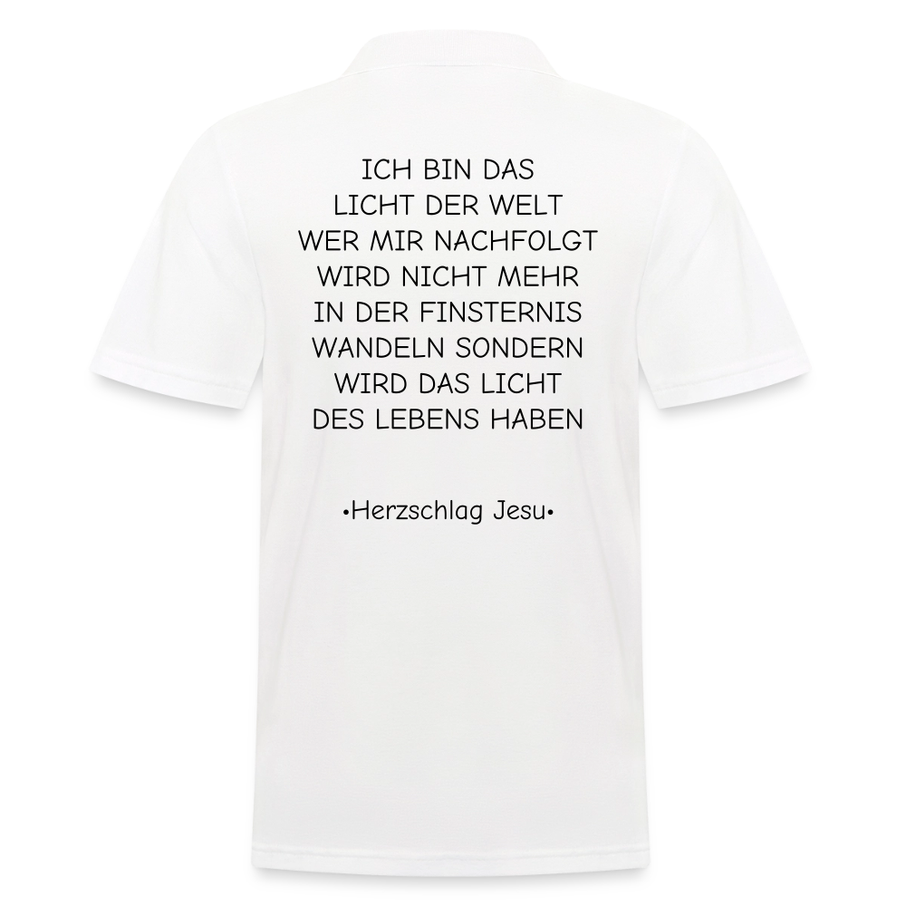 Männer Poloshirt -  Johannes 8:12 - Weiß