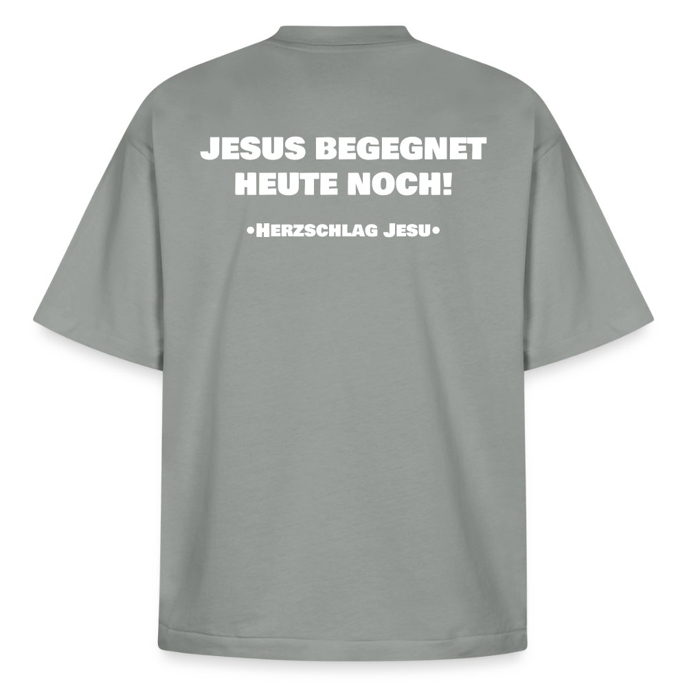 Premium Boxy Heavyweight Organic T-Shirt  -  Jesus begegnet heute noch! - Nebelgrau