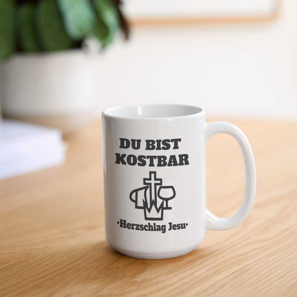 Große Panoramatasse 440 ml - Du bist Kostbar - Weiß