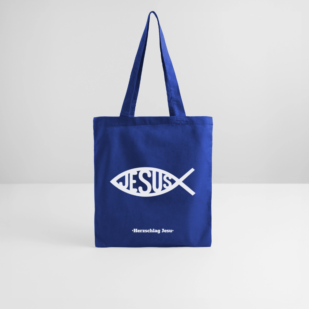 Stoffbeutel - Jesus Fisch Design - Royalblau