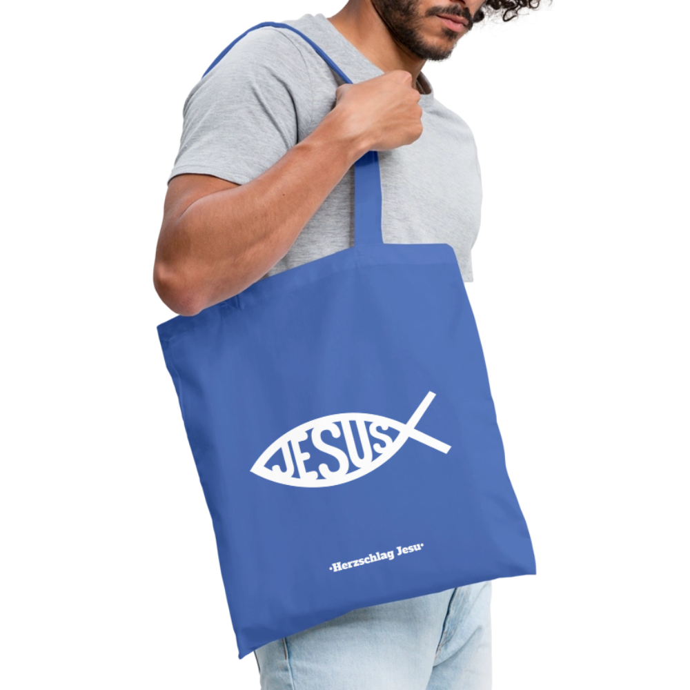 Stoffbeutel - Jesus Fisch Design - Hellblau