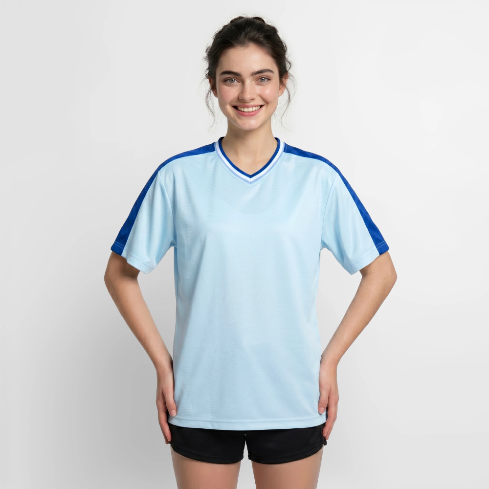 Football Style T-Shirt - Team Jesus - Hellblau/Dunkelblau