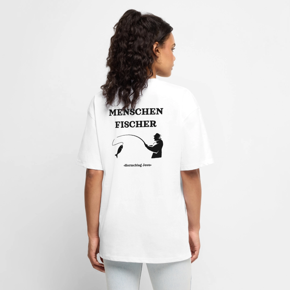Premium Oversized Bio T-Shirt - Menschen Fischer - Weiß