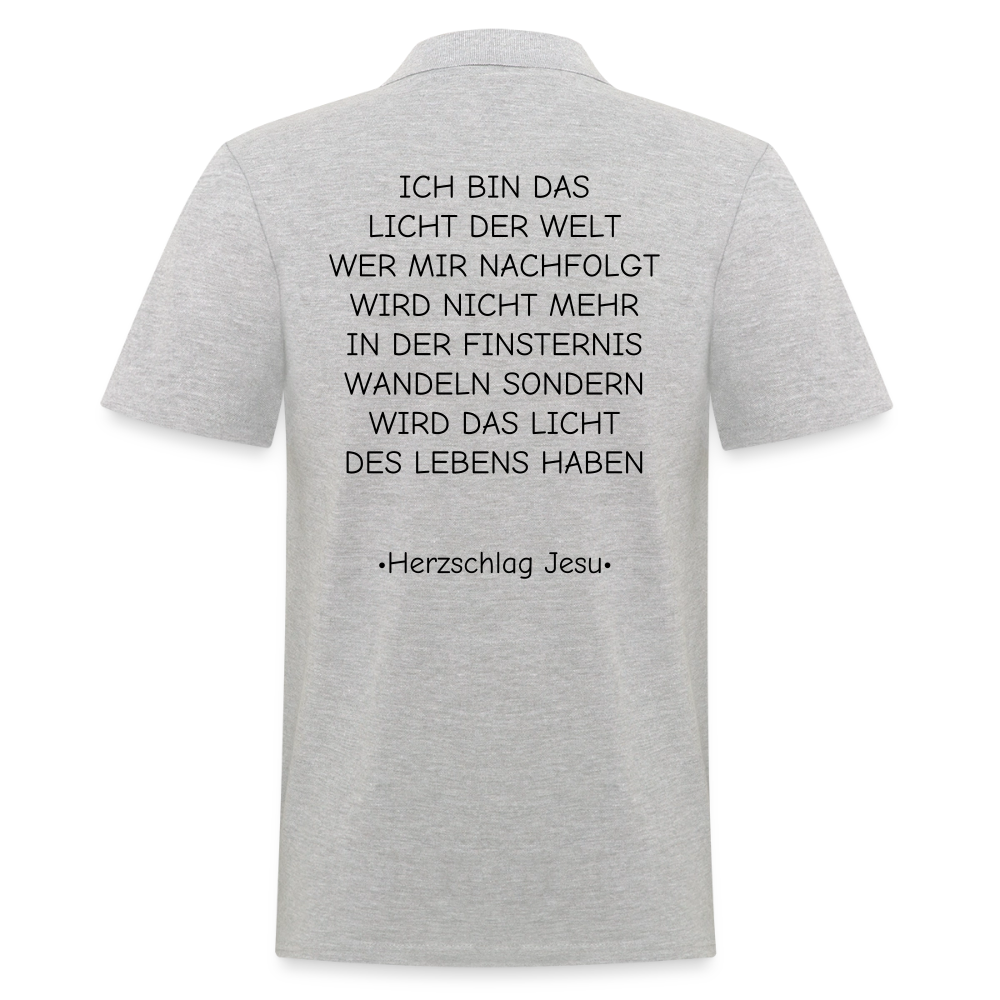 Männer Poloshirt -  Johannes 8:12 - Grau meliert