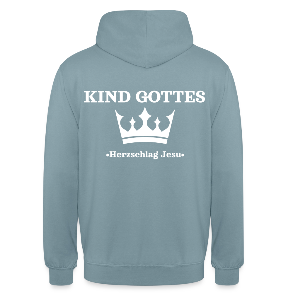 Hoodie - Kind Gottes - mit Krone - Nebelblau