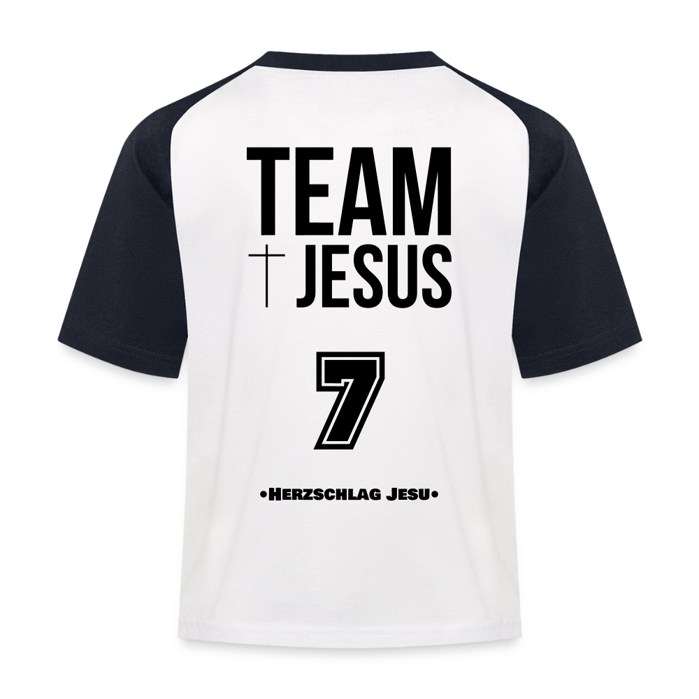 Kinder Baseball T-Shirt - Team Jesus 7 - Weiß/Navy