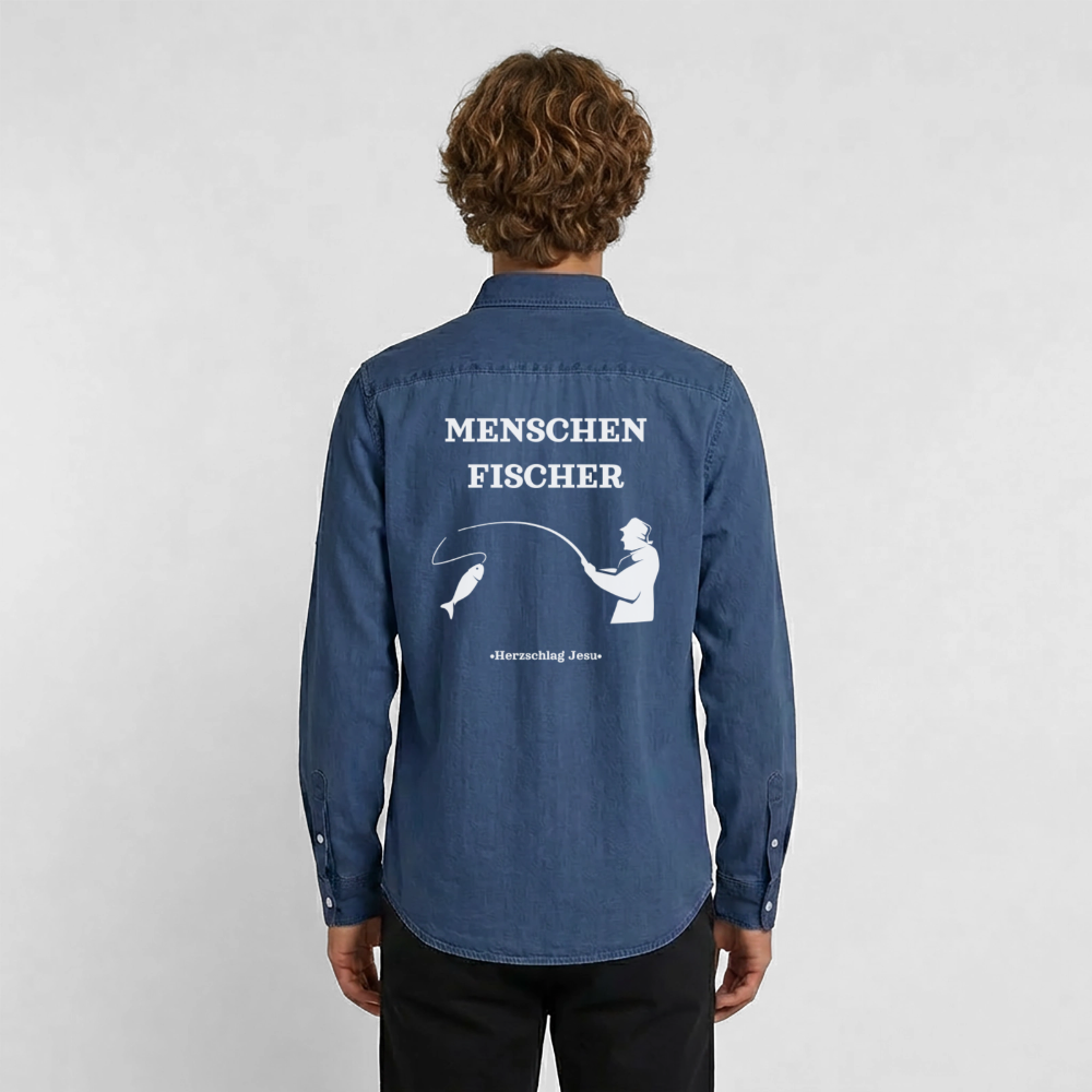 Männer Jeanshemd - Menschen Fischer - verwaschenes Mittelblau 