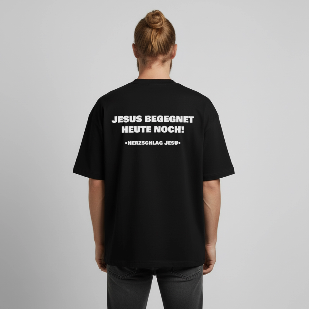 Premium Boxy Heavyweight Organic T-Shirt  -  Jesus begegnet heute noch! - Schwarz