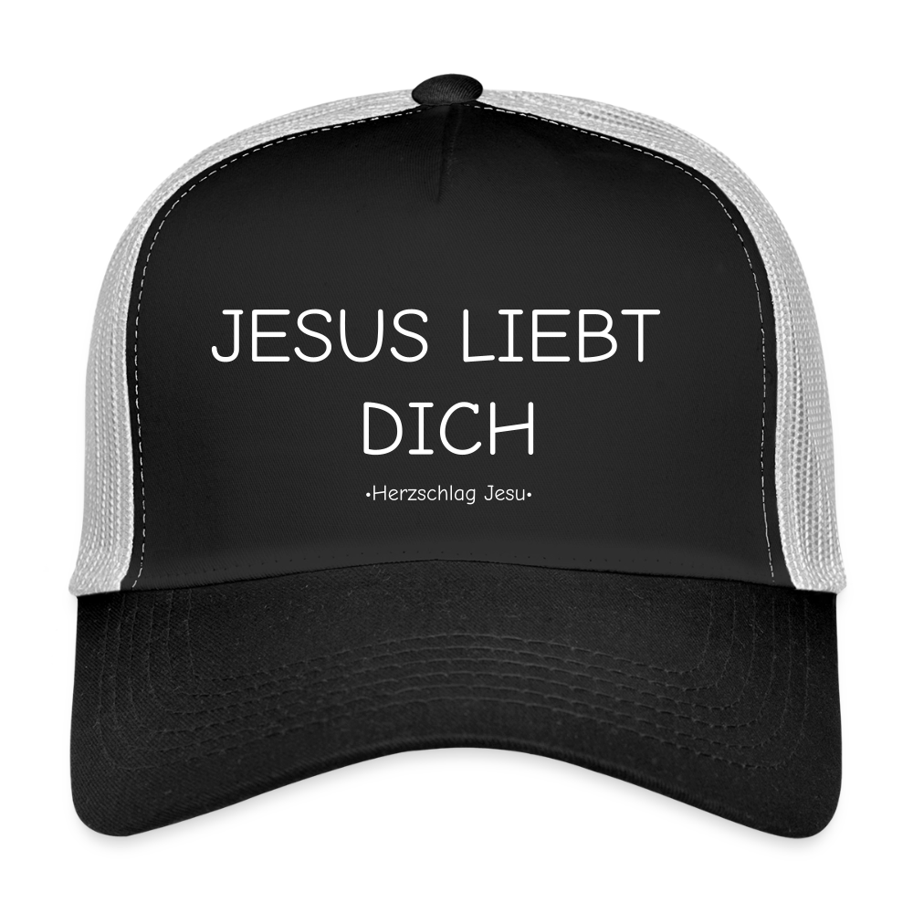 Trucker Cap - Jesus liebt dich - Schwarz/Steingrau