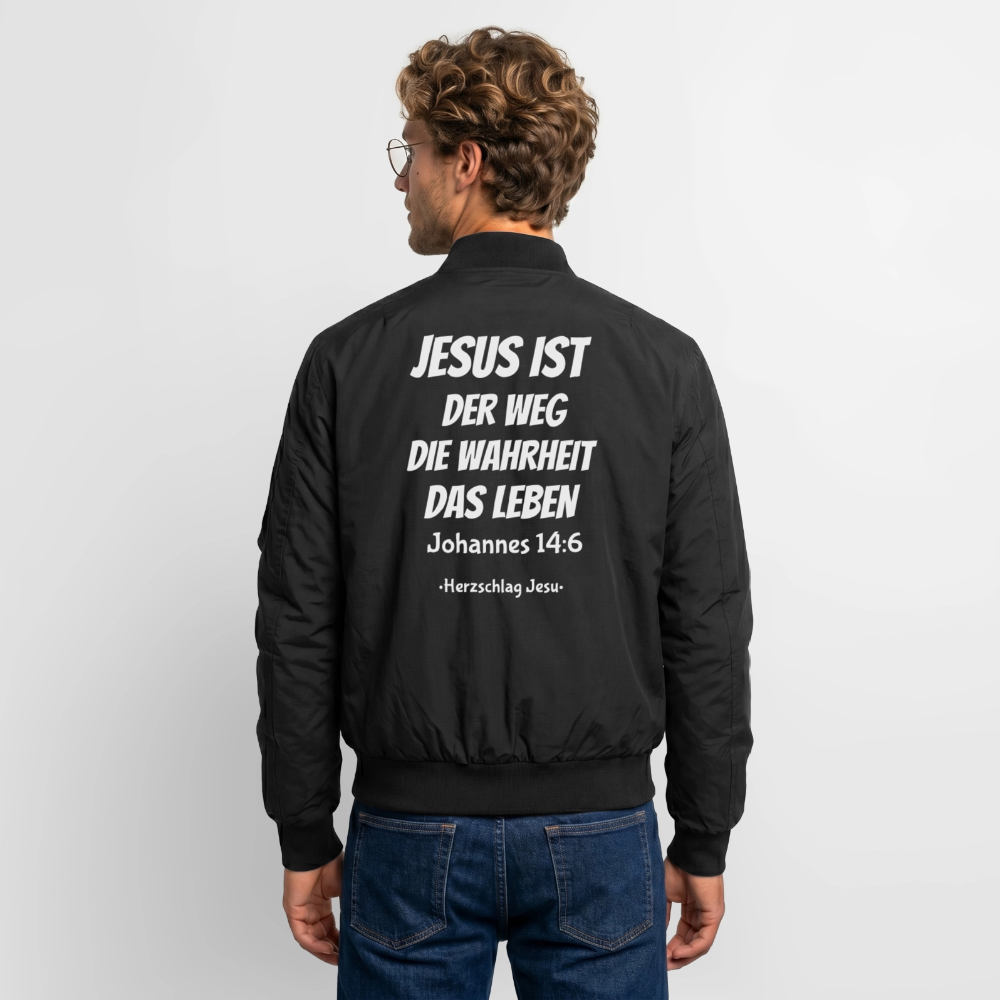 Unisex Bomberjacke - Johannes 14:6 Jesus ist der weg, die Wahrheit, das Leben - Schwarz
