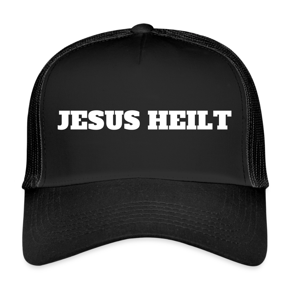 Trucker Cap - Jesus Heilt - Schwarz/Schwarz