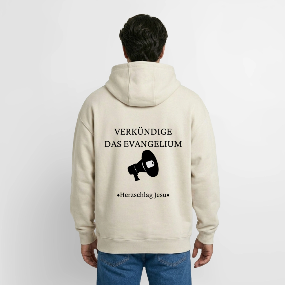 Oversized Heavyweight Kapuzenjacke - Verkündige das Evangelium - Beige