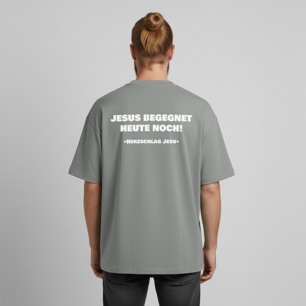 Premium Boxy Heavyweight Organic T-Shirt  -  Jesus begegnet heute noch! - Nebelgrau