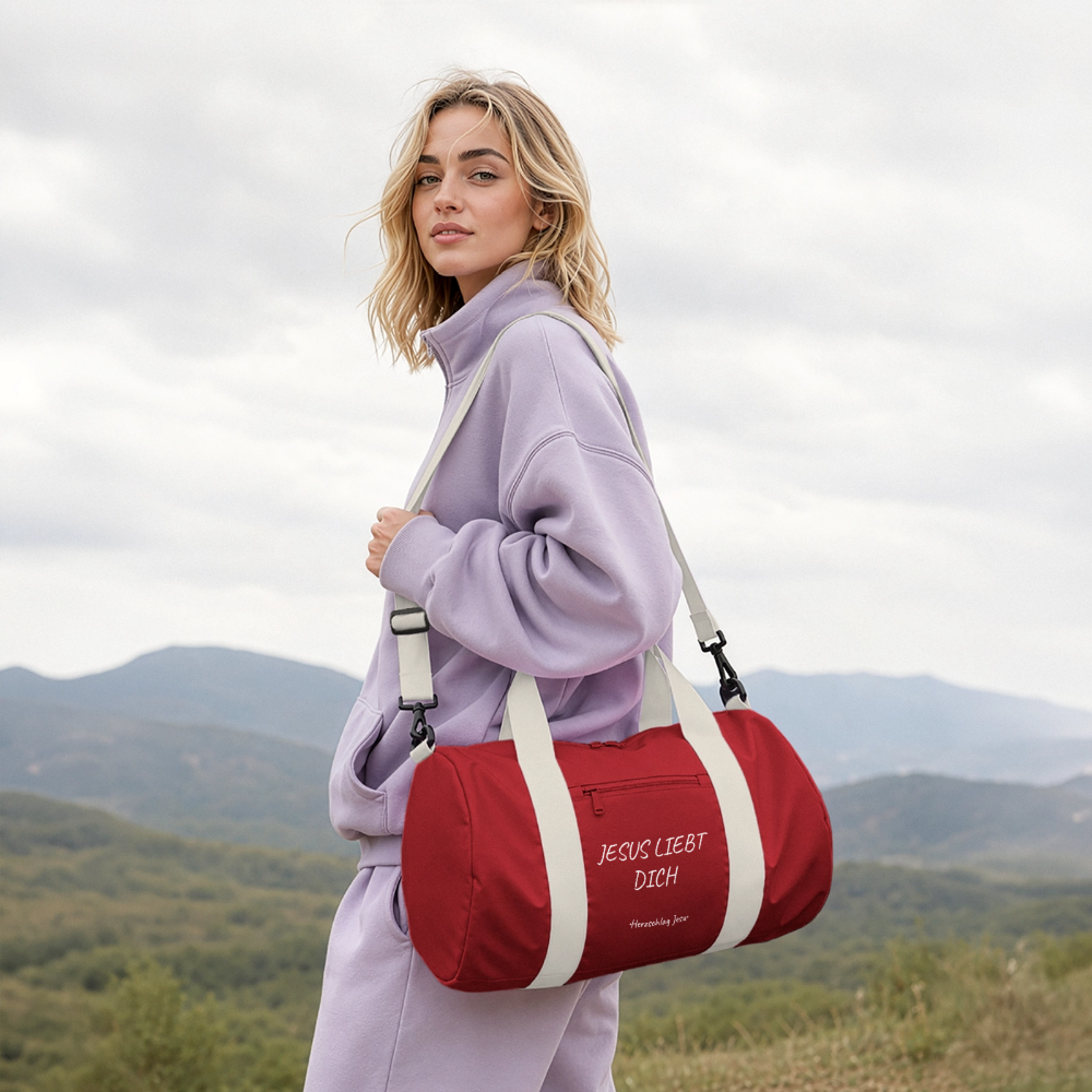 Reisetasche - Jesus liebt dich - Klassisches Rot/Offwhite