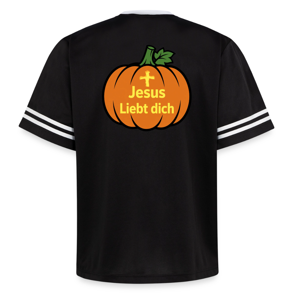 Football T-Shirt - Halloween Jesus Liebt dich Design - Schwarz/Weiß
