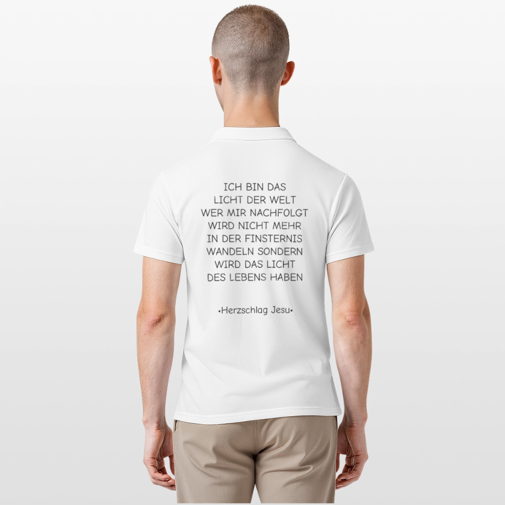 Männer Poloshirt -  Johannes 8:12 - Weiß