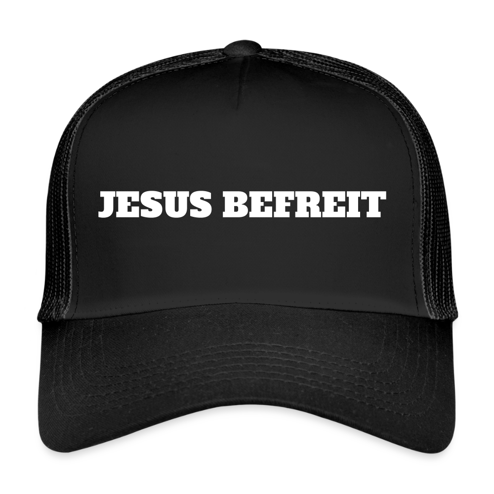 Trucker Cap - Jesus Befreit - Schwarz/Schwarz