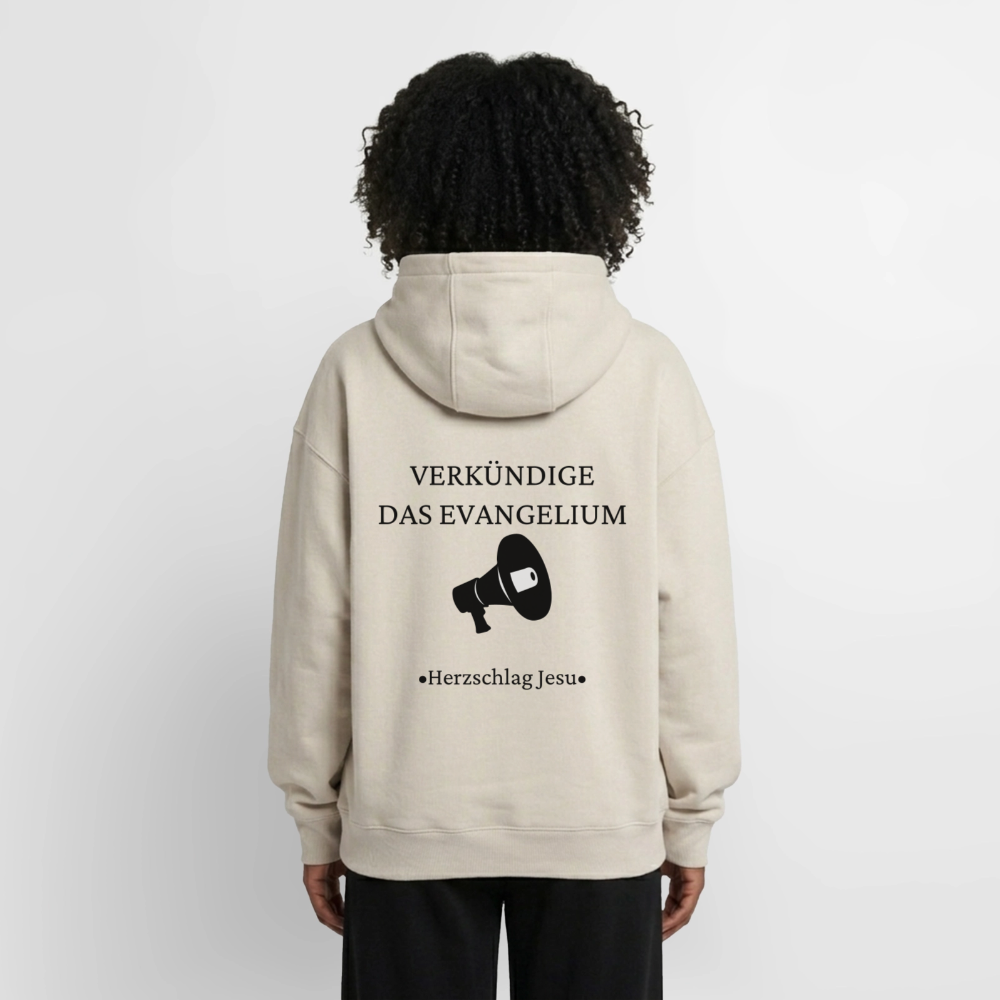Oversized Heavyweight Kapuzenjacke - Verkündige das Evangelium - Beige
