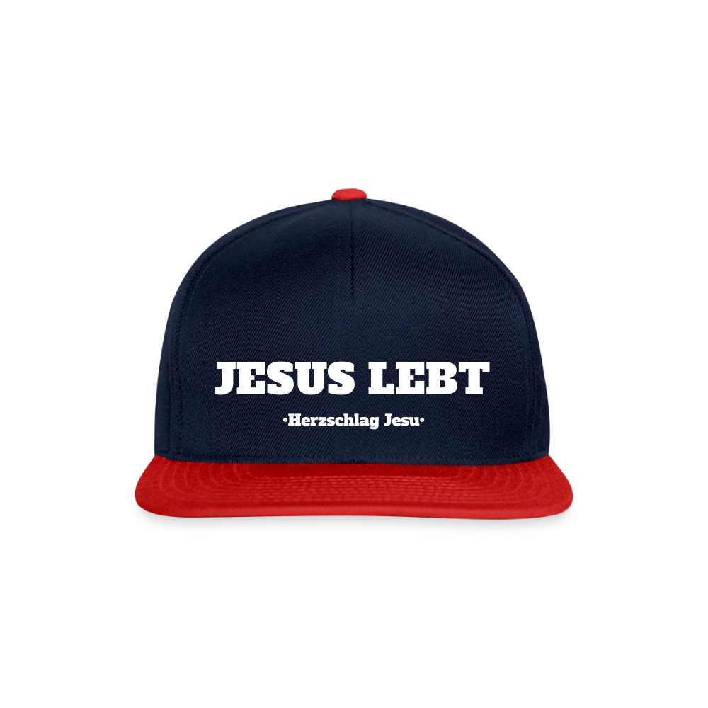 Snapback Cap - Jesus Lebt - Navy/Rot