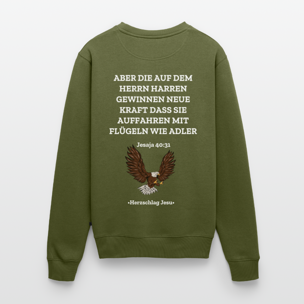 Männer Premium Pullover - Jesaja 40:31 mit Adler - Khaki