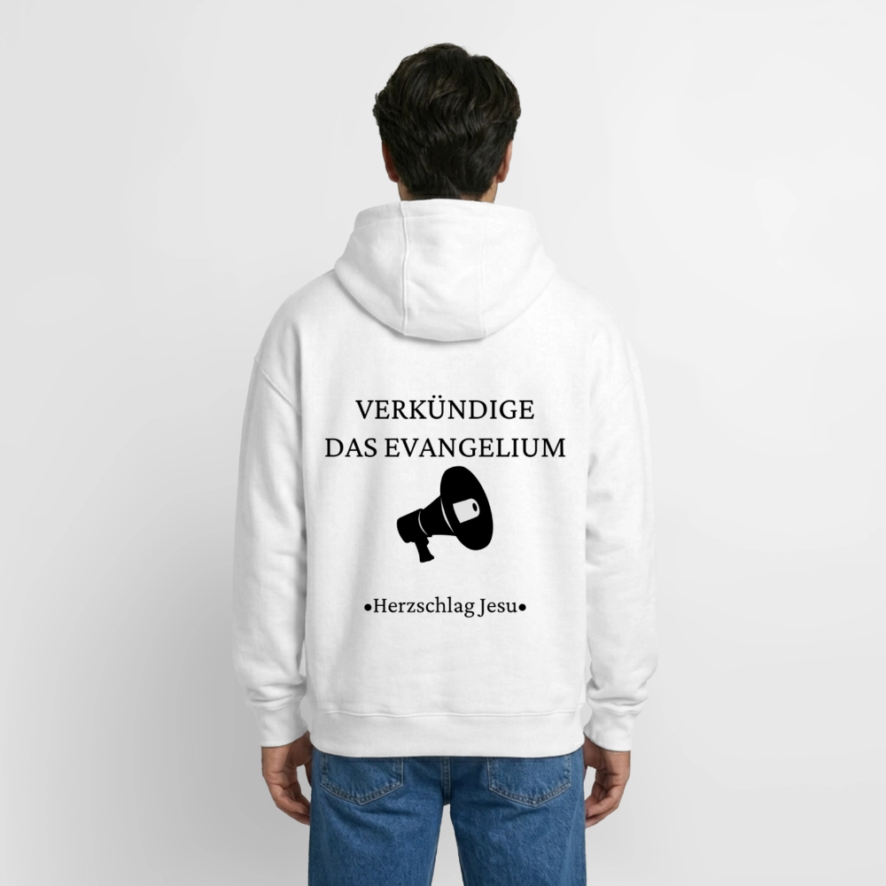 Oversized Heavyweight Kapuzenjacke - Verkündige das Evangelium - Weiß