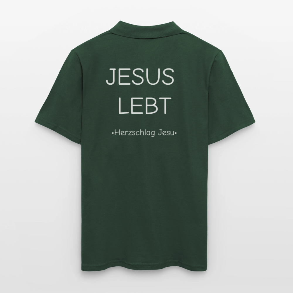 Männer Poloshirt - JESUS LEBT - Tannengrün