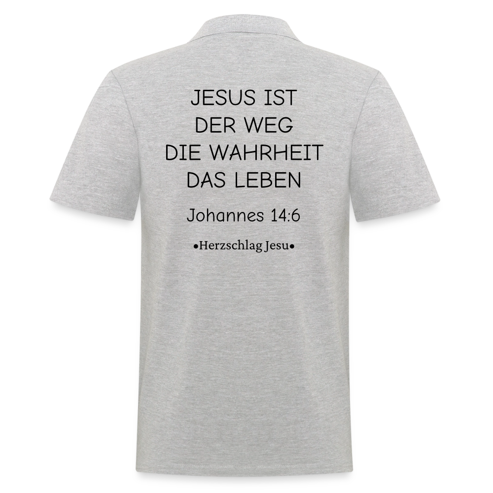 Männer Poloshirt - Johannes 14:6 - Grau meliert