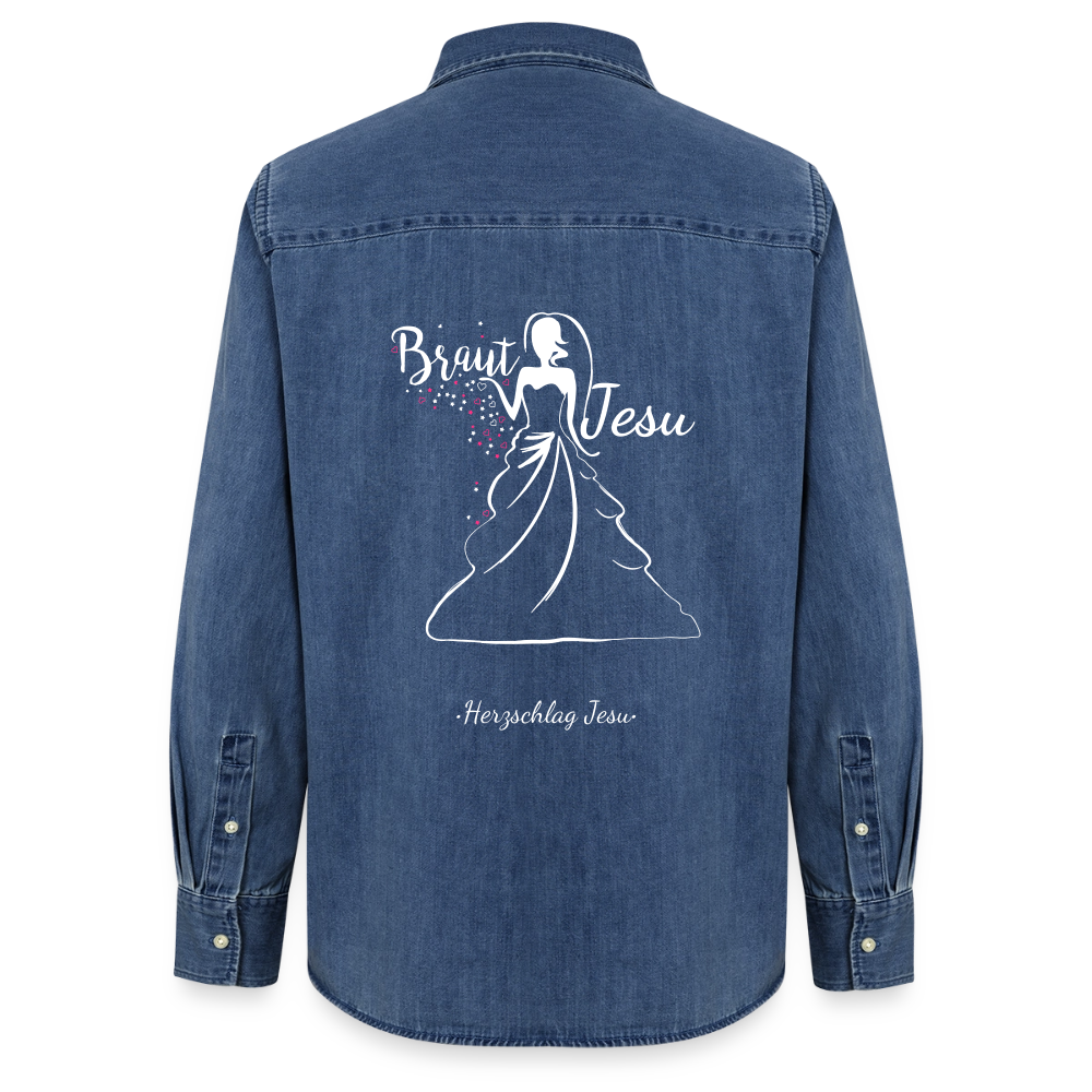 Frauen Jeanshemd - Braut Jesu - verwaschenes Mittelblau 