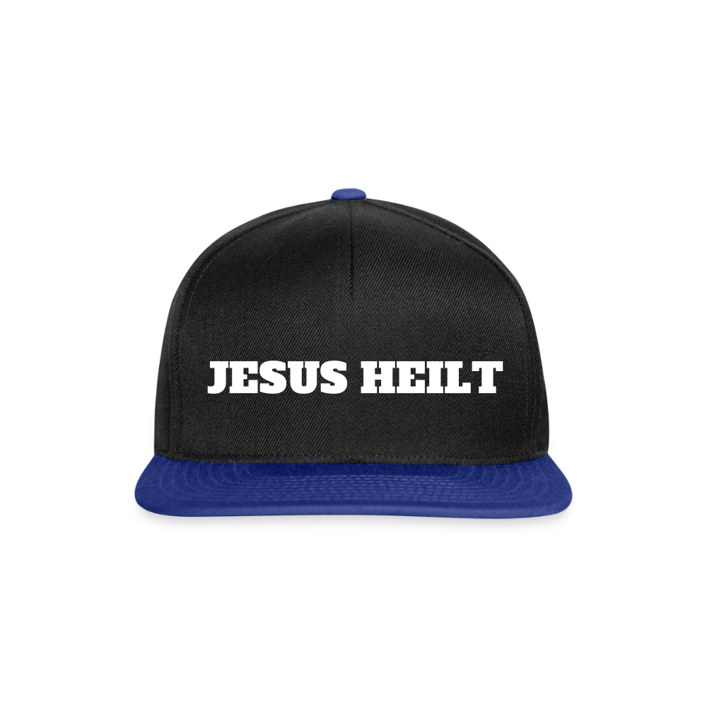 Snapback Cap - Jesus Heilt - Schwarz/Königsblau