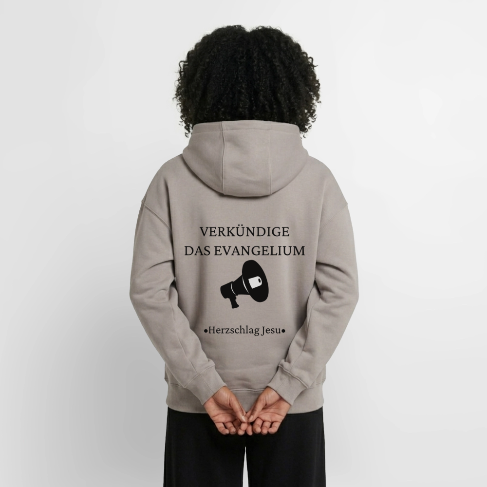 Oversized Heavyweight Kapuzenjacke - Verkündige das Evangelium - Taupe