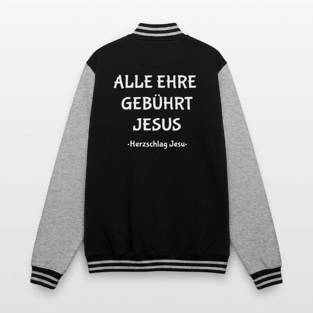 College-Sweatjacke - Alle ehre gebührt Jesus - Schwarz/Grau meliert