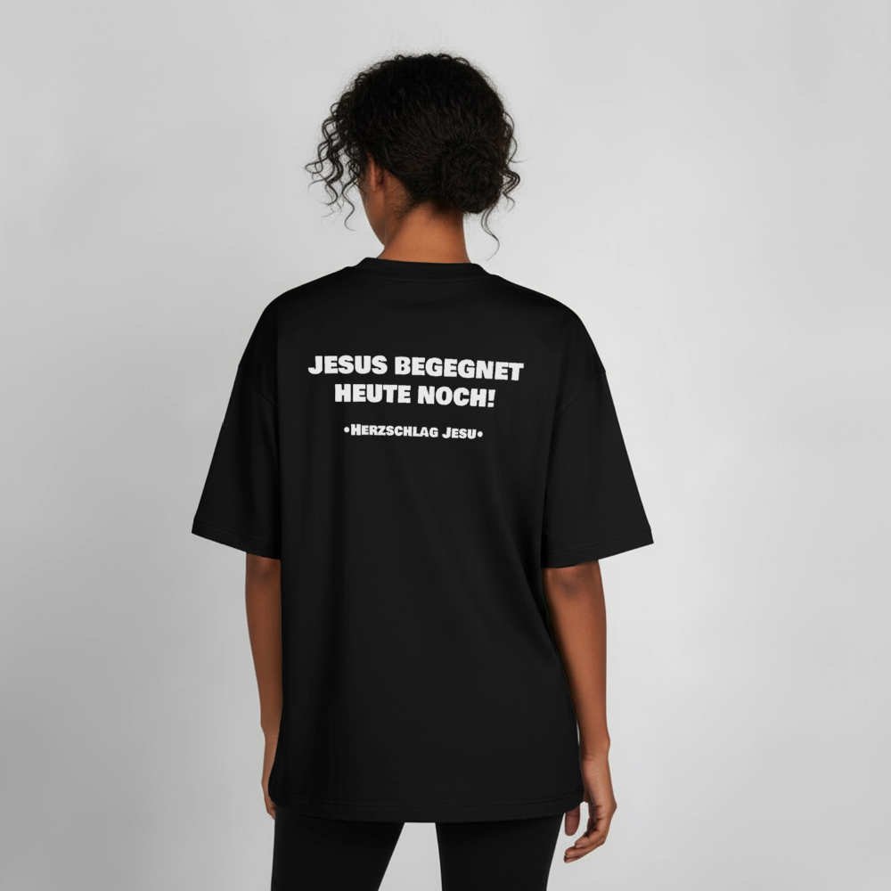 Premium Boxy Heavyweight Organic T-Shirt  -  Jesus begegnet heute noch! - Schwarz