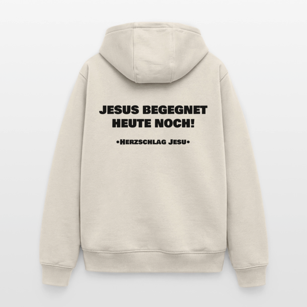 Oversized Heavyweight Kapuzenjacke - Jesus begegnet heute noch - Beige