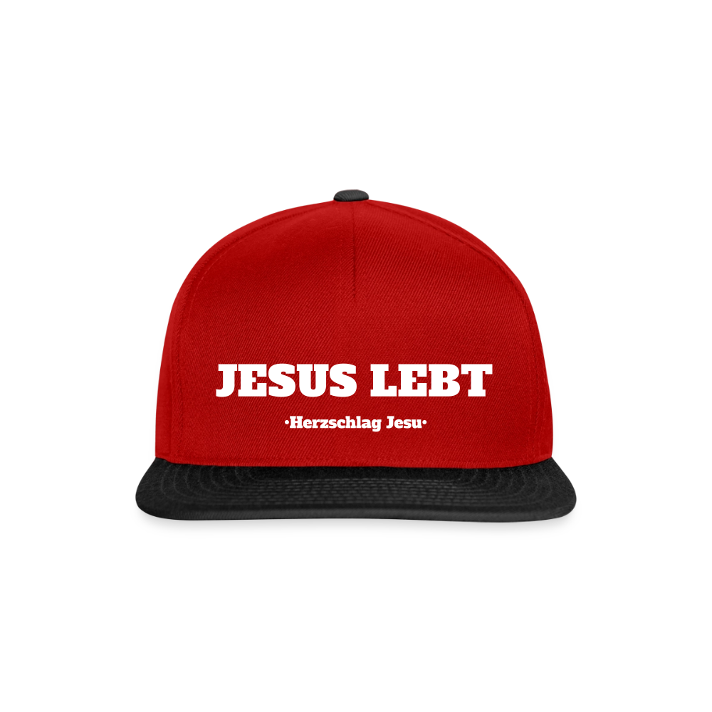 Snapback Cap - Jesus Lebt - Rot/Schwarz