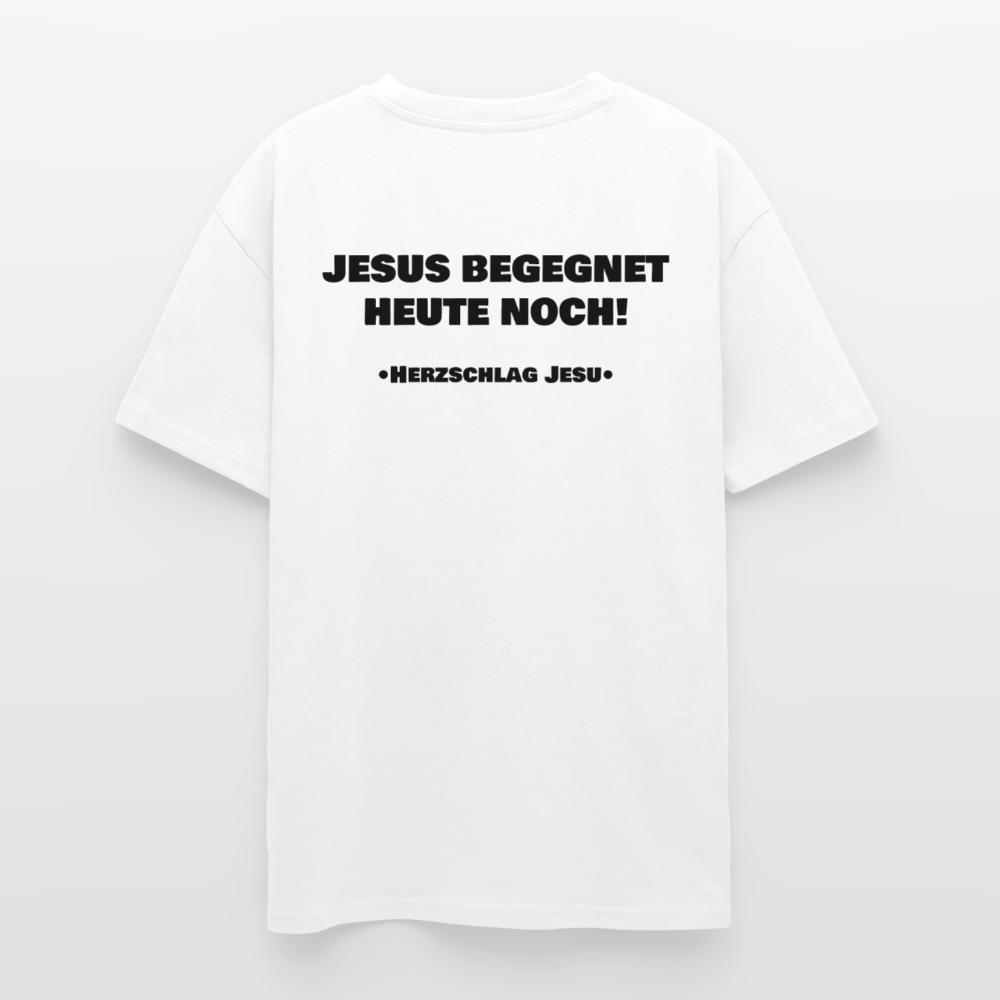 Oversized Heavyweight T-Shirt - Jesus begegnet heute noch! - Weiß