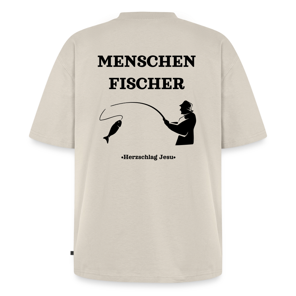 Premium Oversized Bio T-Shirt - Menschen Fischer - Beige