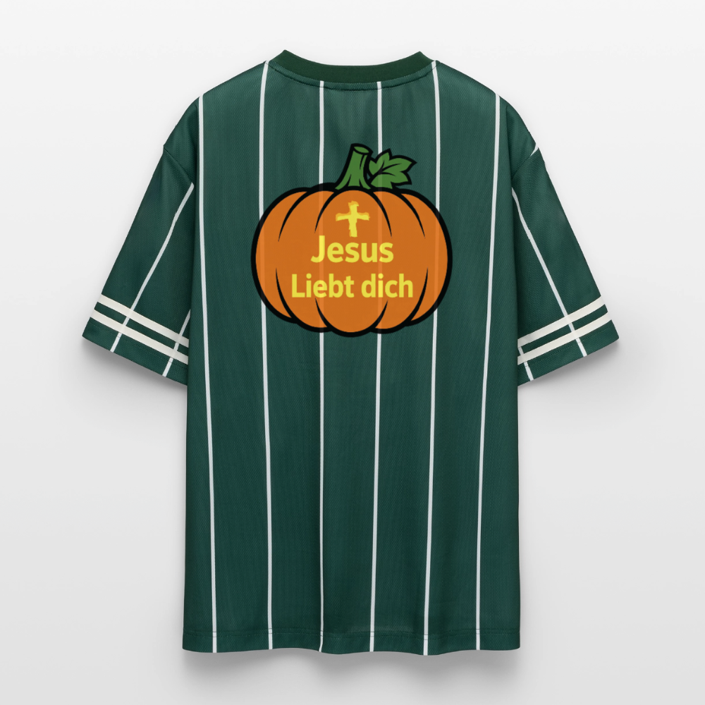 Football T-Shirt - Halloween Jesus Liebt dich Design - Dunkelgrün/Weiß