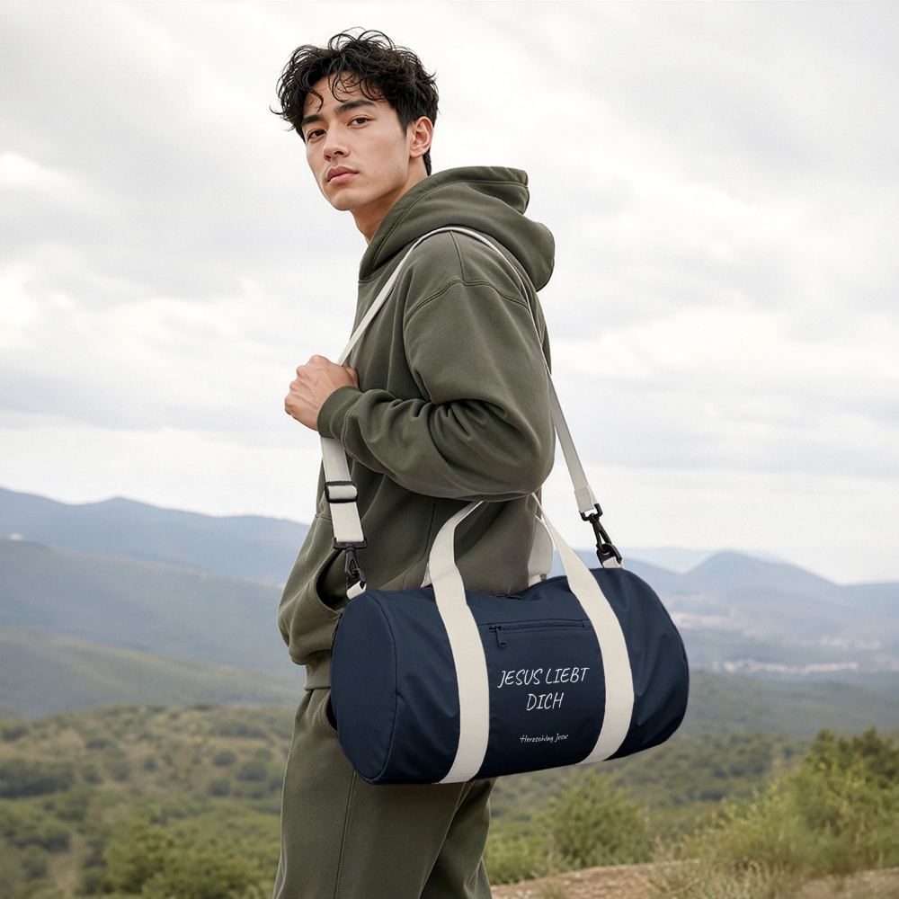 Reisetasche - Jesus liebt dich - Marineblau/Offwhite