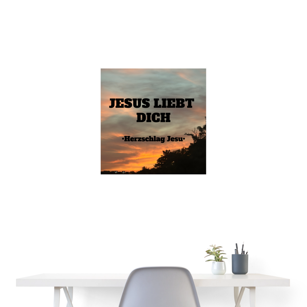 Poster 60x60 cm - Jesus liebt dich - Weiß
