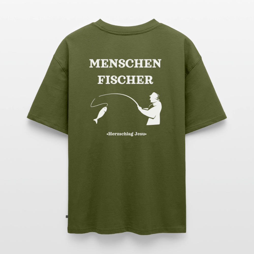 Premium Oversized Bio T-Shirt - Menschen Fischer - Khaki
