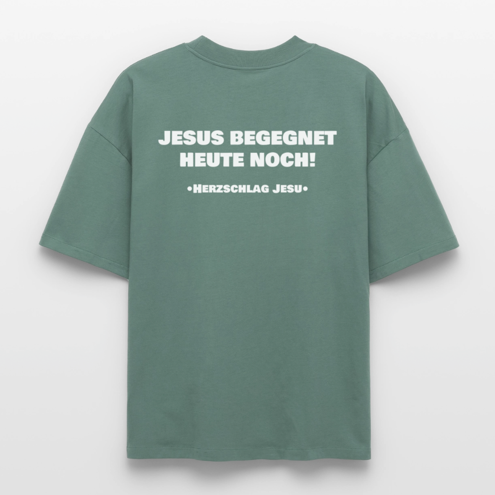 Premium Boxy Heavyweight Organic T-Shirt  -  Jesus begegnet heute noch! - Grüner Bucht