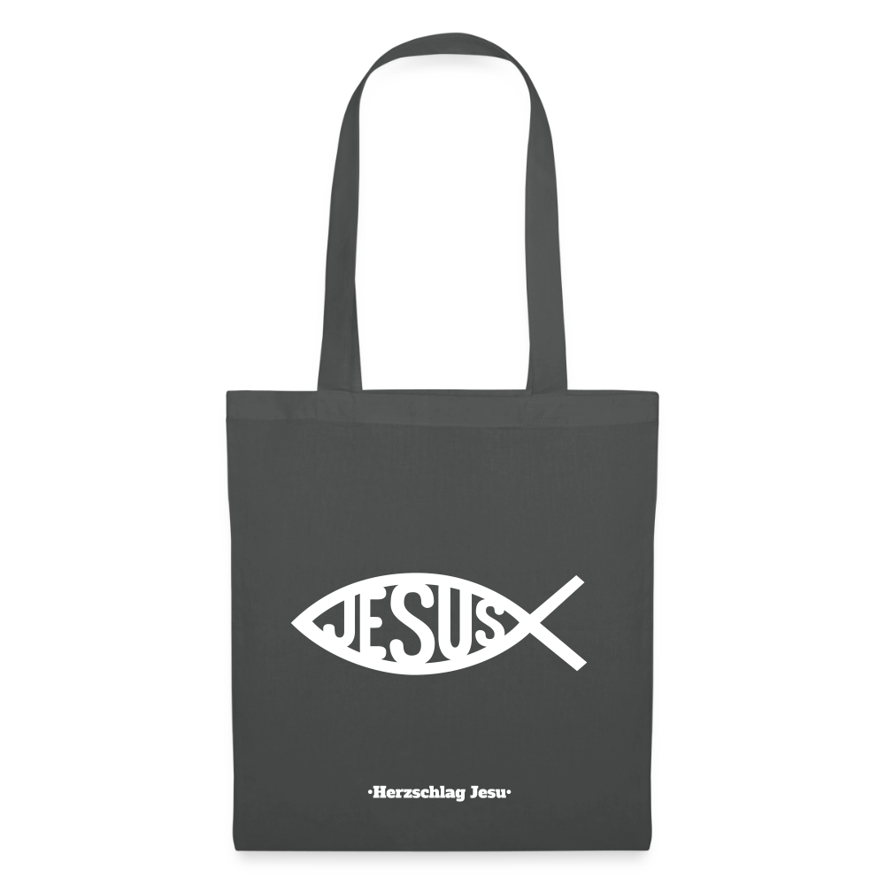 Stoffbeutel - Jesus Fisch Design - Graphite