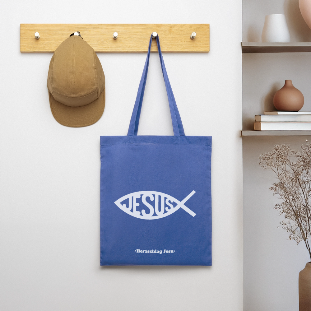 Stoffbeutel - Jesus Fisch Design - Hellblau