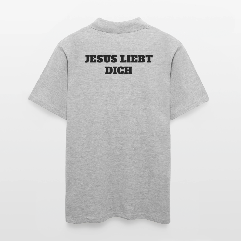 Männer Poloshirt - Jesus liebt dich - Grau meliert