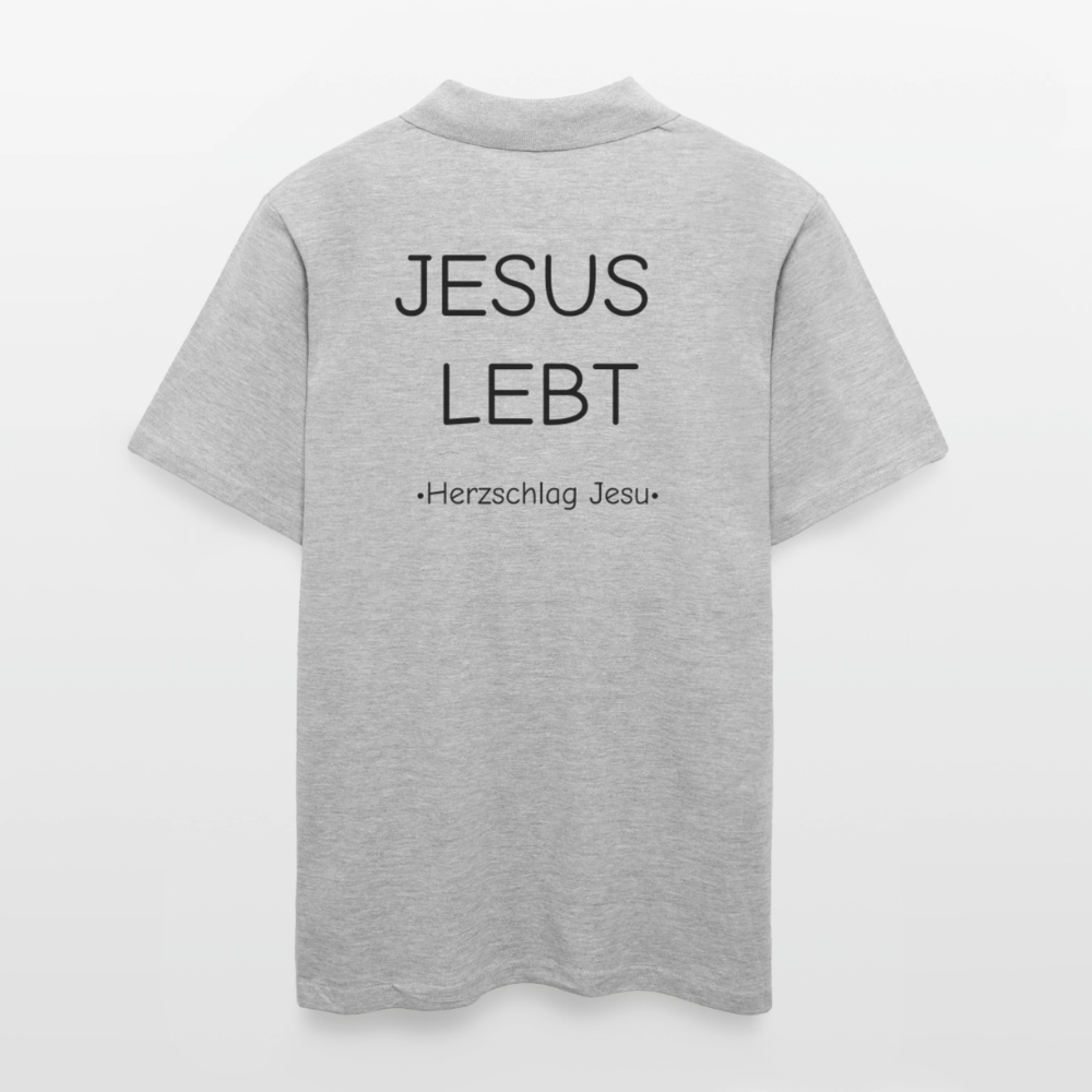 Männer Poloshirt - JESUS LEBT - Grau meliert