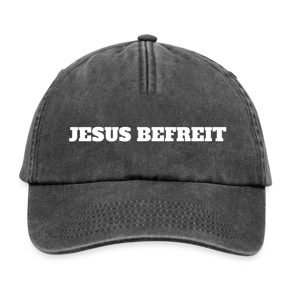 Relaxed Vintage Cap - Jesus Befreit - Vintage Schwarz