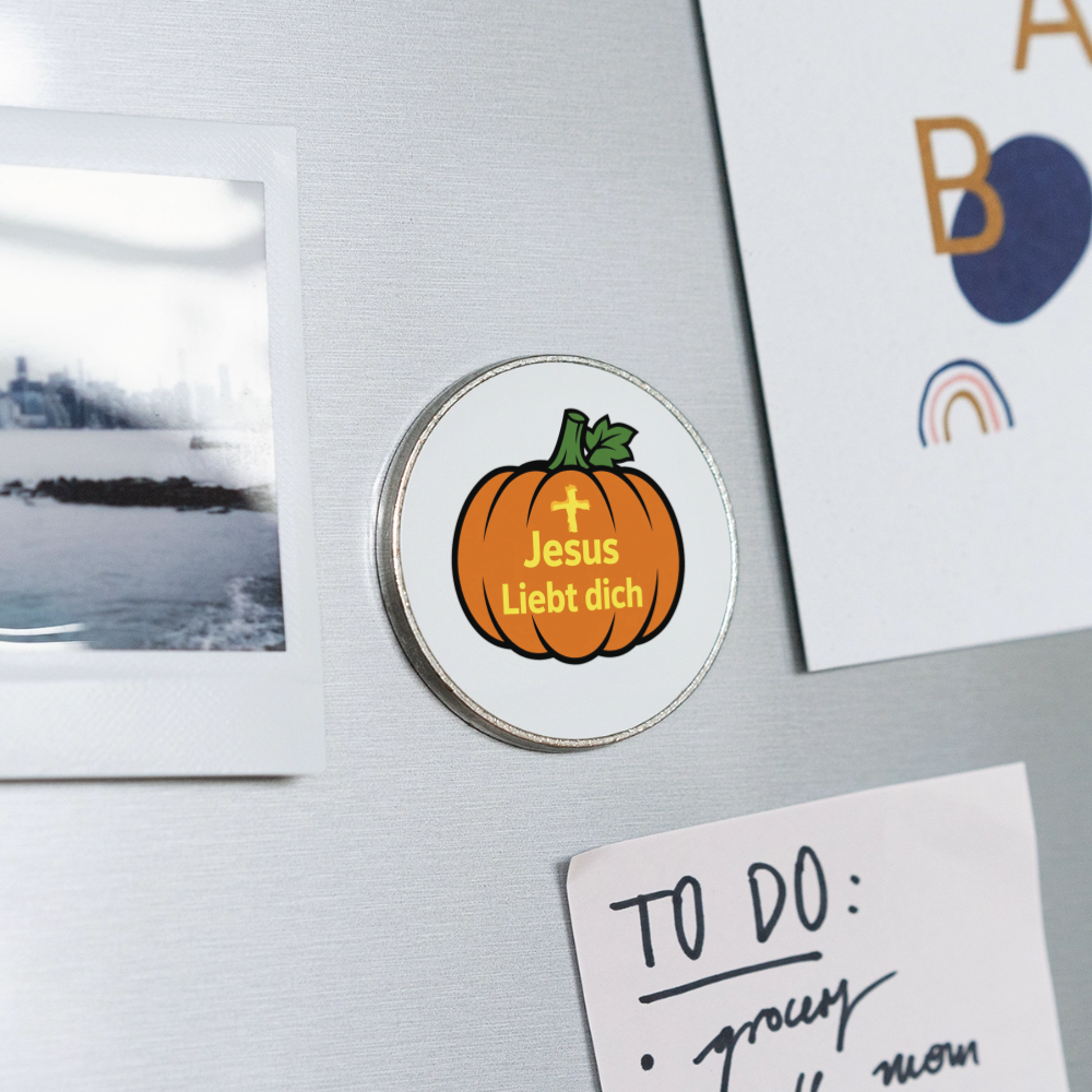 Runder Magnet - Halloween Jesus Liebt dich design - Weiß