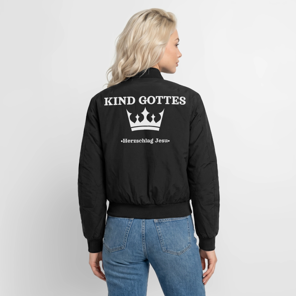 Unisex Bomberjacke - Kind Gottes -  mit Krone - Schwarz