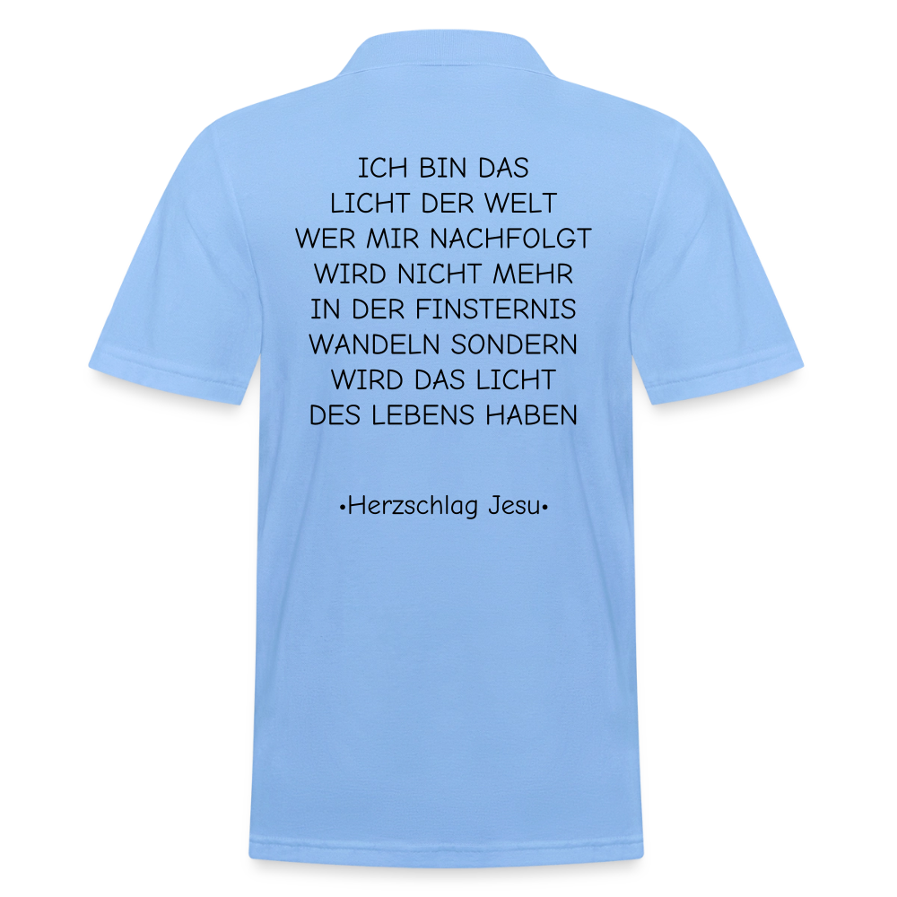 Männer Poloshirt -  Johannes 8:12 - Himmelblau